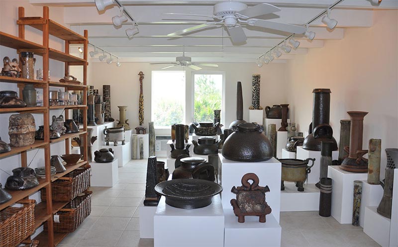 A room with many objects on display